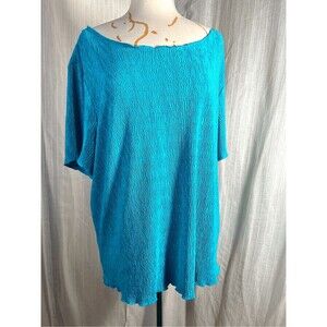 Connected Woman Blouse Size XXXL 90's Turquoise Textured Cottagecore Disco Era